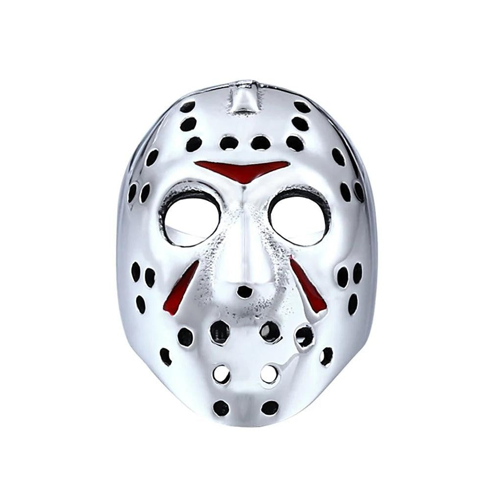 1️⃣ Jason Mask Ring Punk Horror Stainless Steel Biker Ring for Men Black Retro J