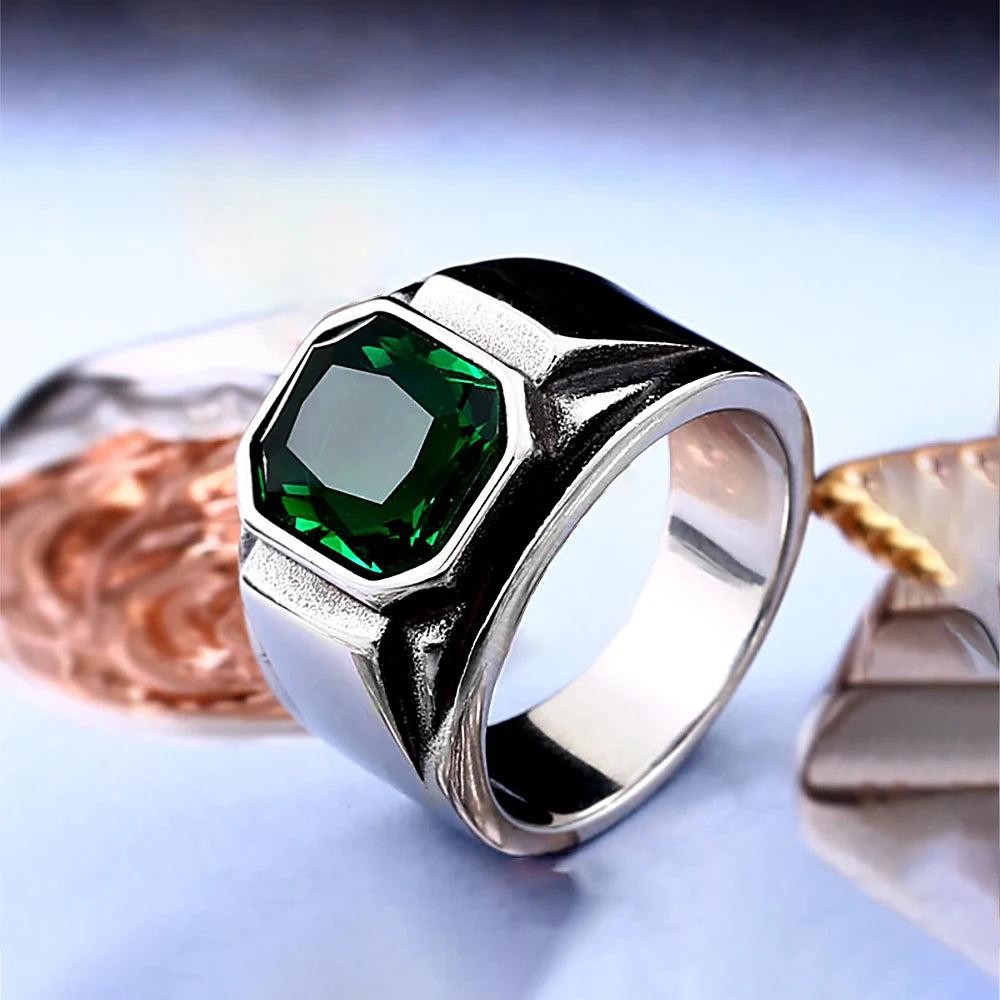 1️⃣ Celtic Knot Ring Blue Green Stone 316L Stainless Steel Nordic Ring