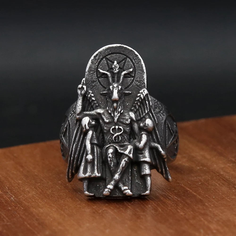 Lucifer Seal of Satan Signet Ring – Vintage Stainless Steel Gothic Punk Ring