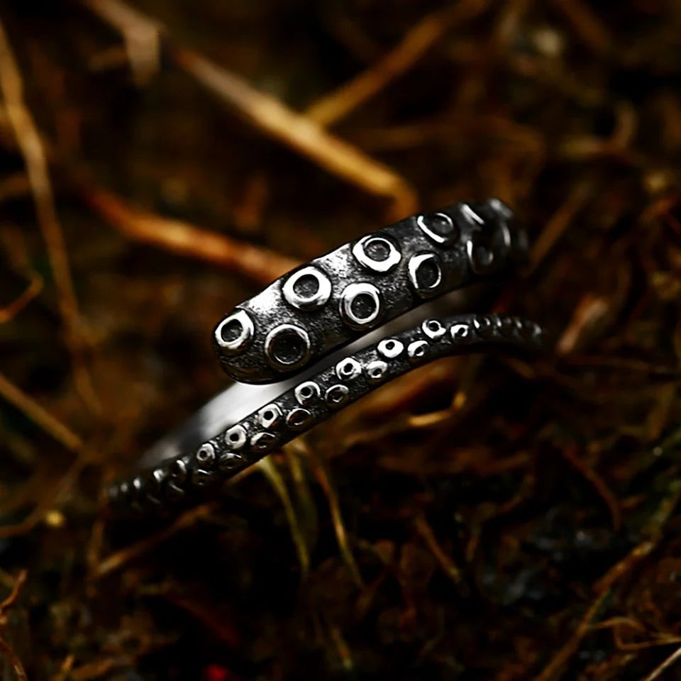 Gothic Octopus Tentacle Ring 316L Stainless Steel – Pirate Punk Biker Ring