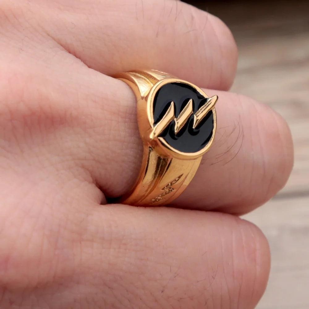 1️⃣ Lightning Ring Gold Color 316L Stainless Steel Hip Hop Ring Men Women