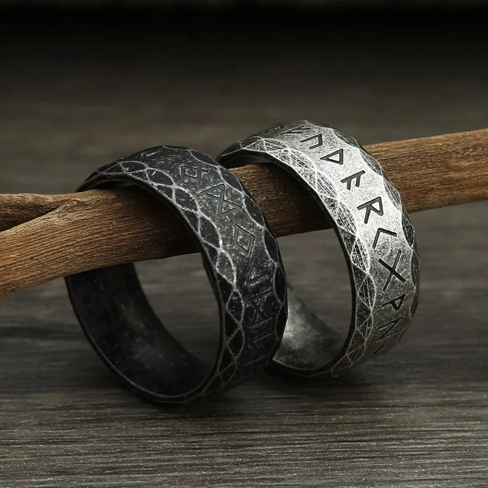 Vintage Viking Rune Ring 316L Stainless Steel – Nordic Amulet Ring Unisex