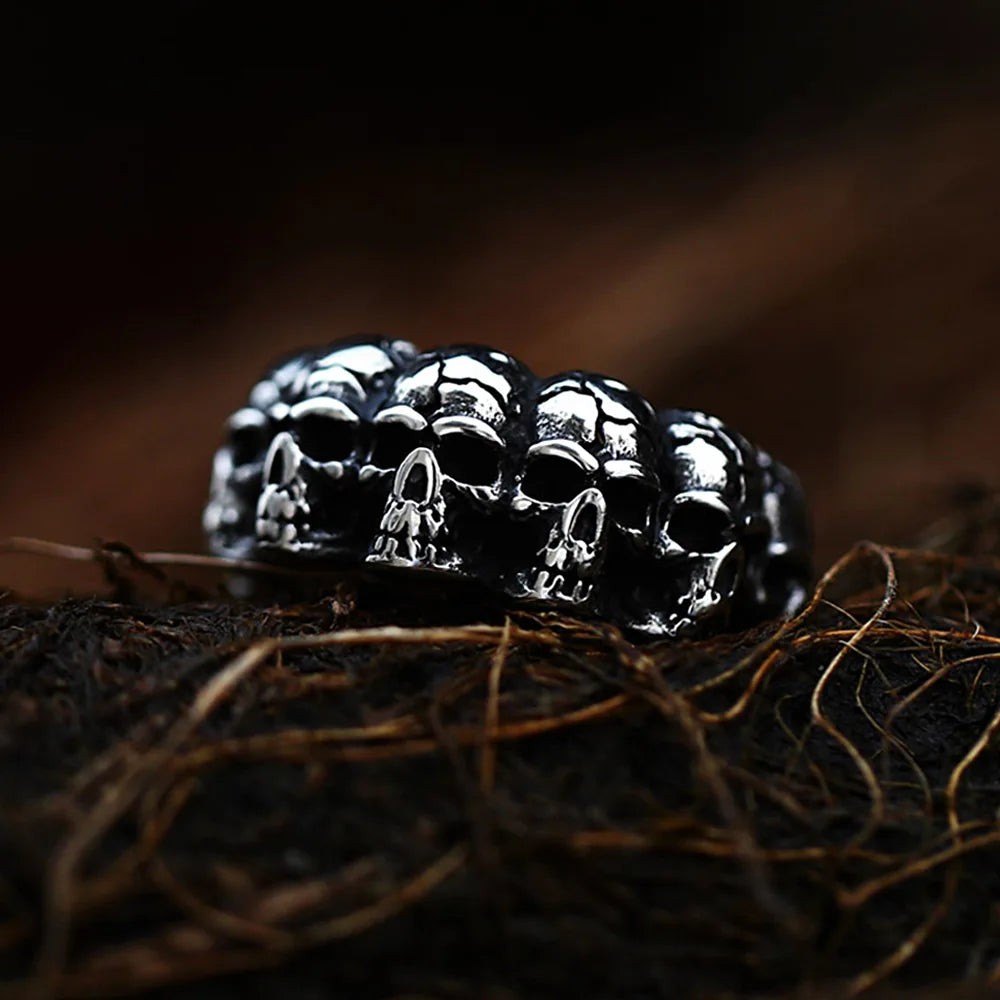 Vintage Skull Ring 316L Stainless Steel – Punk Hip Hop Skull Ring for Men Women