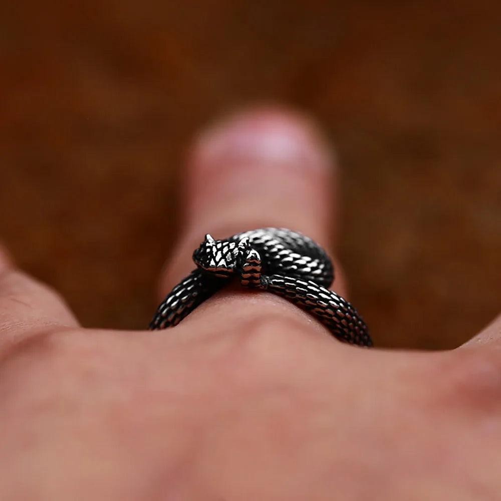 Vintage Cobra Rattlesnake Ring 316L Stainless Steel – Animal Ring Unisex