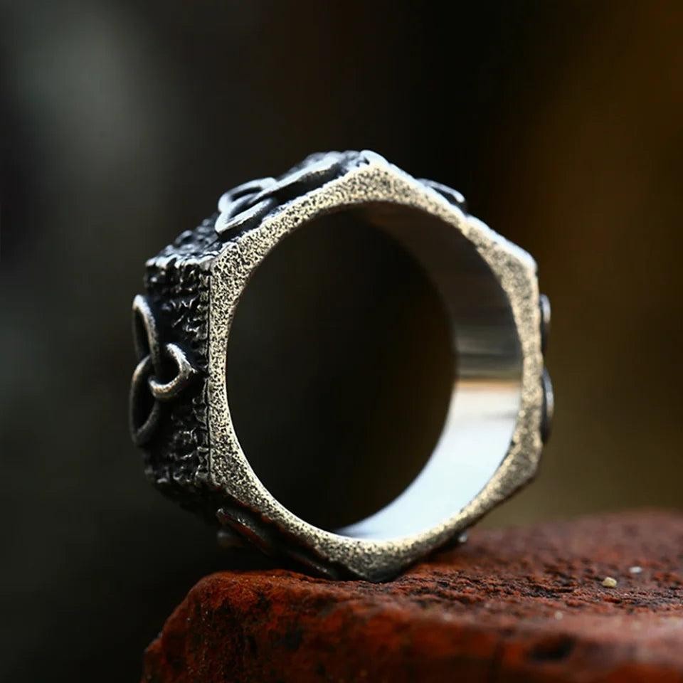 Viking Celtic Knot Ring Stainless Steel Nordic Amulet Biker Ring Men Women