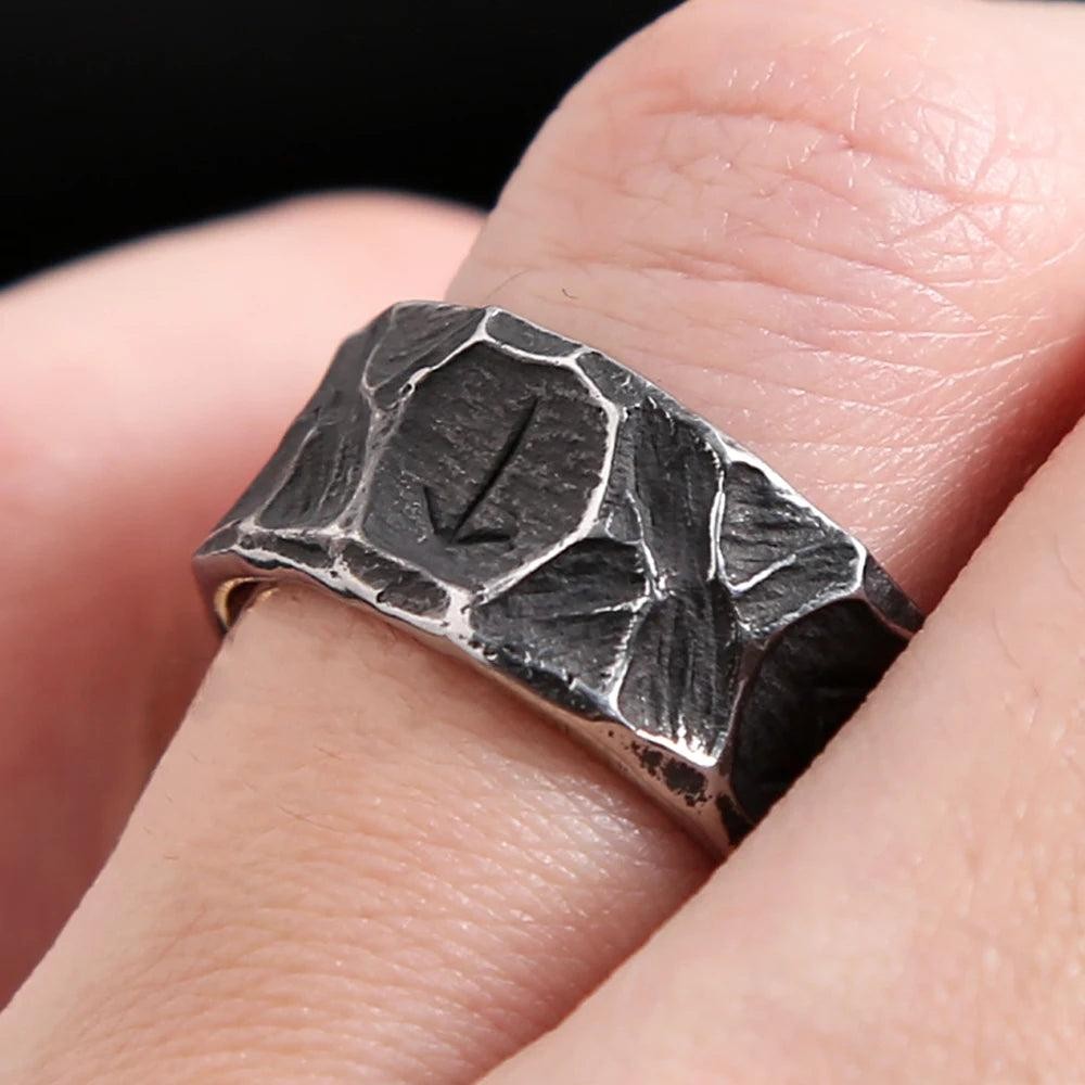 Nordic Viking Rune Ring – Vintage Stainless Steel Amulet Ring for Men Women