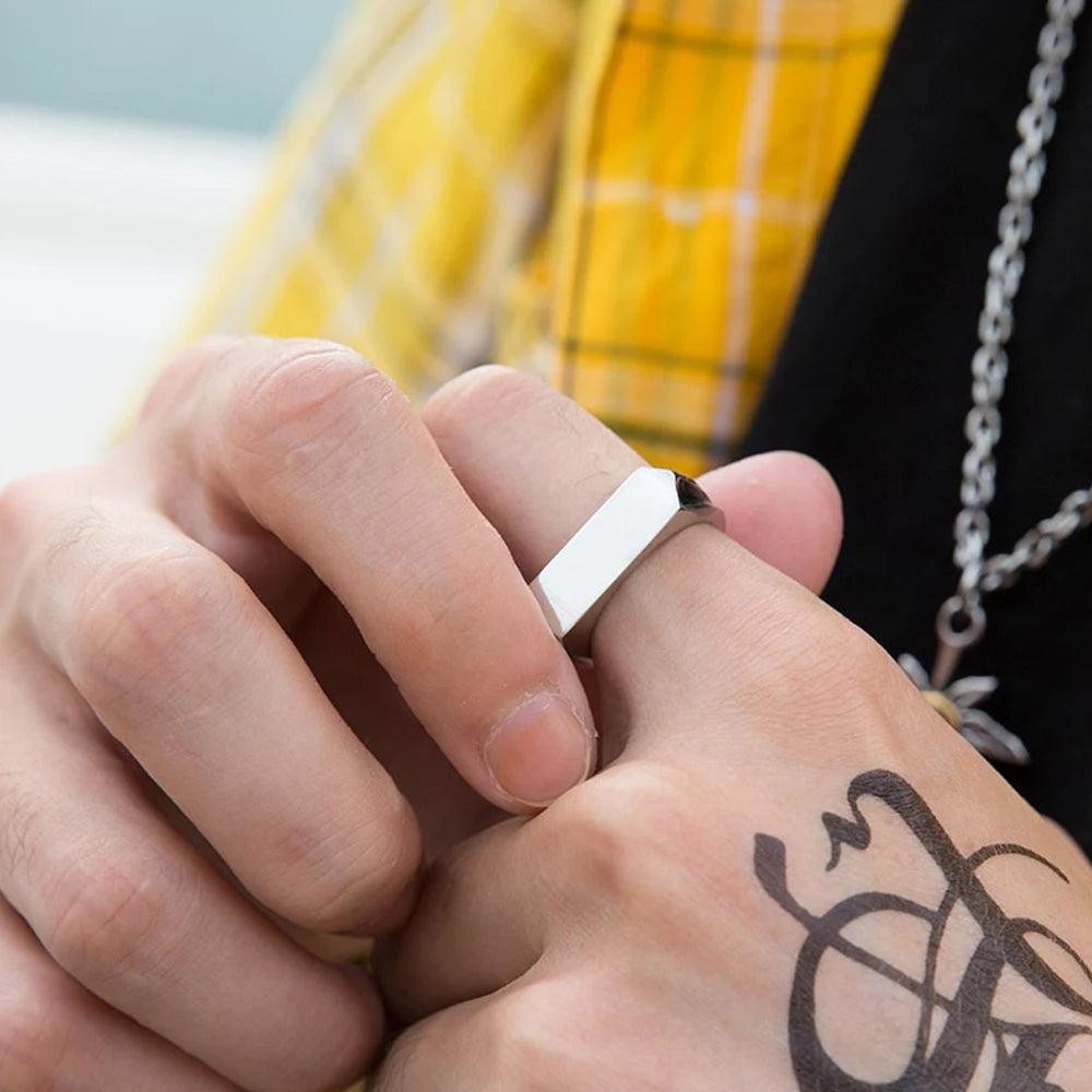 1️⃣ Simple Stainless Steel Ring Punk Hip Hop Biker Ring Men Women