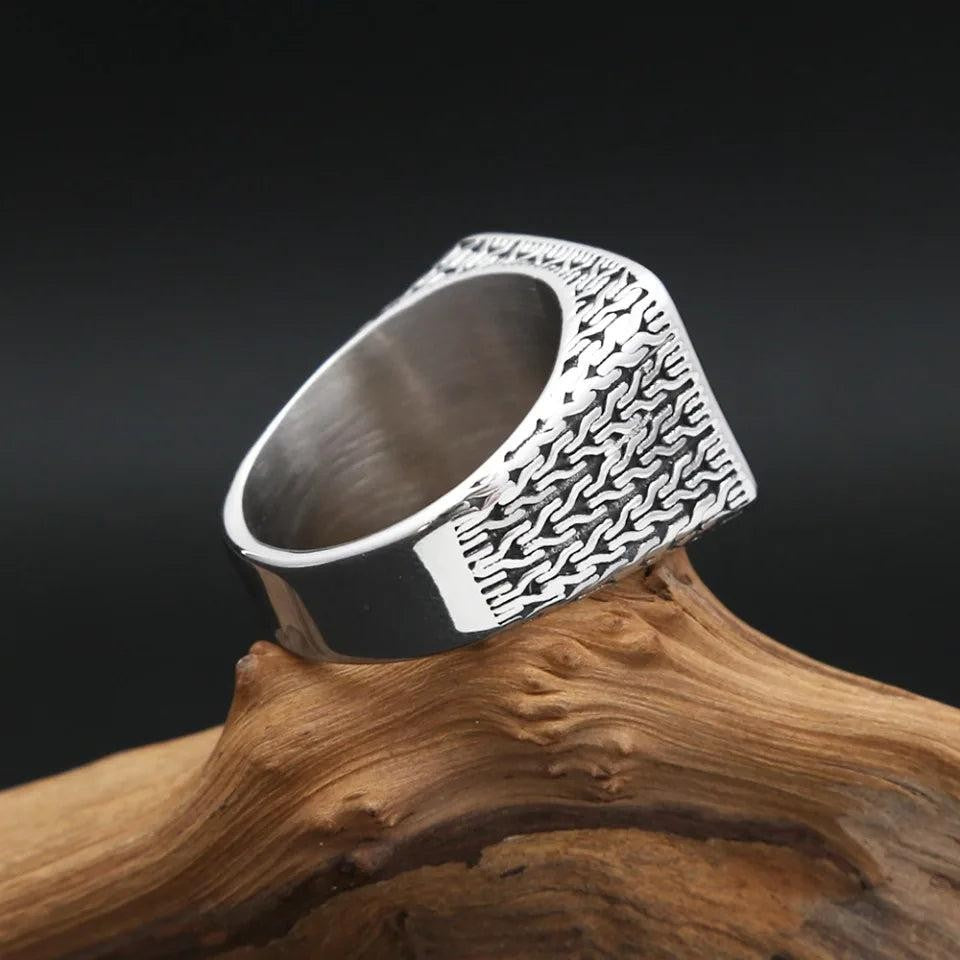 Vintage Patterned Ring 316L Stainless Steel – Hip Hop Biker Ring for Men Women