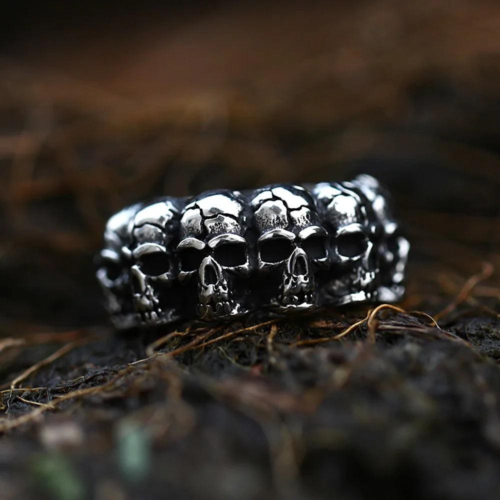 Vintage Skull Ring 316L Stainless Steel – Punk Hip Hop Skull Ring for Men Women
