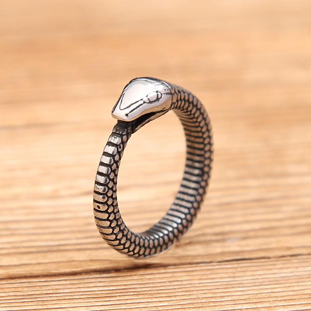 Norse Viking Ouroboros Snake Ring – Stainless Steel Punk Biker Ring Unisex