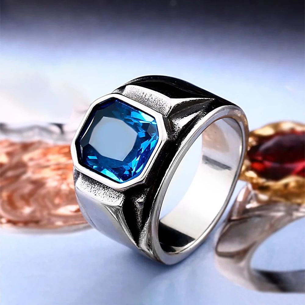 1️⃣ Celtic Knot Ring Blue Green Stone 316L Stainless Steel Nordic Ring