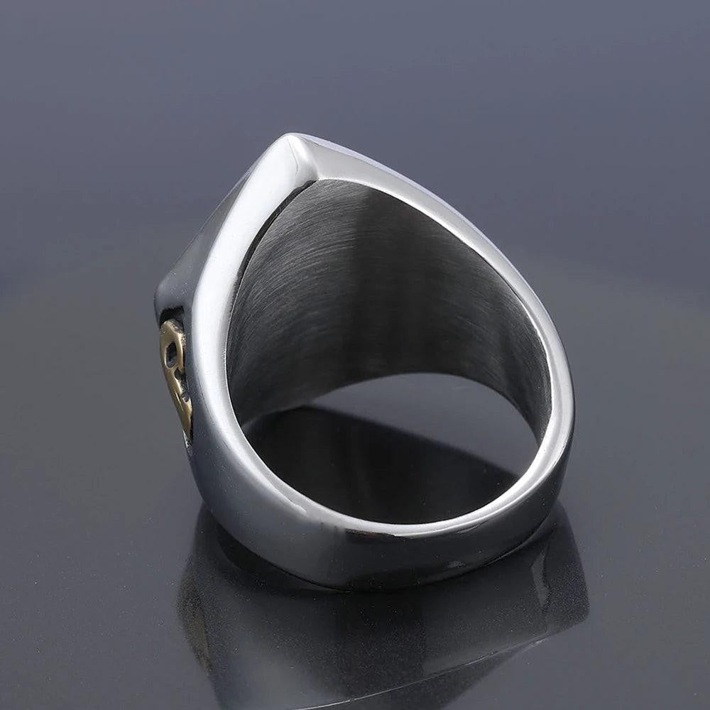 1️⃣ Lucky Number Skull Ring Stainless Steel Punk Biker Ring Men Women