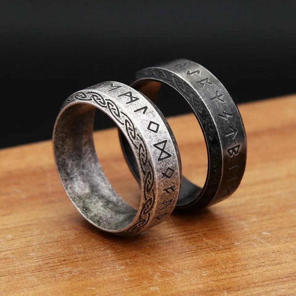 316L Stainless Steel Viking Rune Ring Nordic Celtic Knot Ring Men Women
