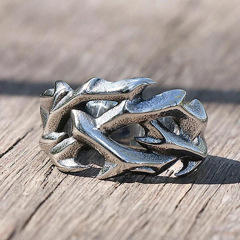1️⃣ Crown of Thorns Ring Stainless Steel Gothic Biker Ring Men Women