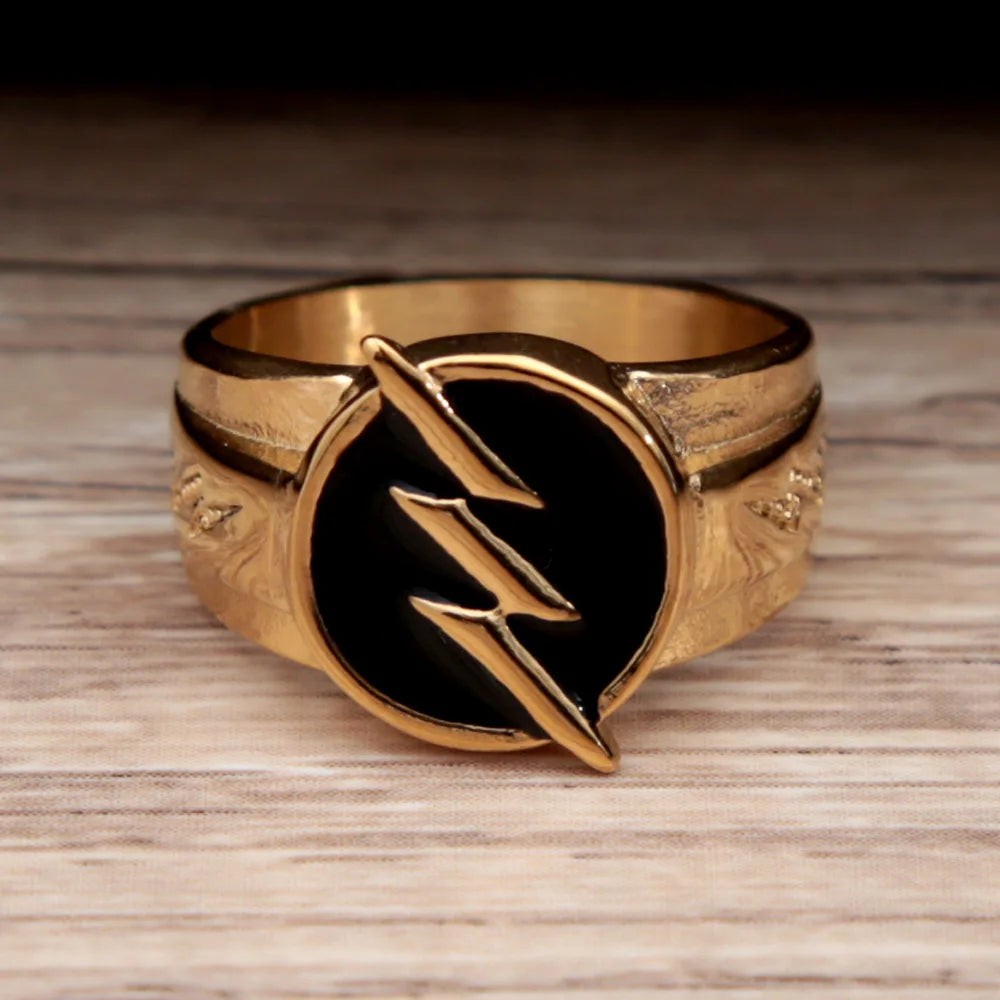 1️⃣ Lightning Ring Gold Color 316L Stainless Steel Hip Hop Ring Men Women