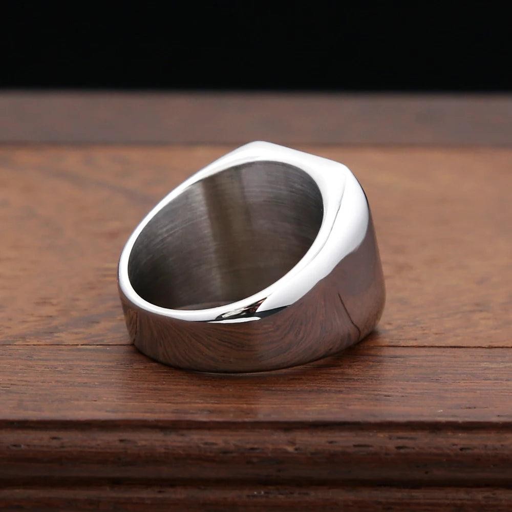 Polished 316L Stainless Steel Square Finger Rings for Men Women Wedding Party Je