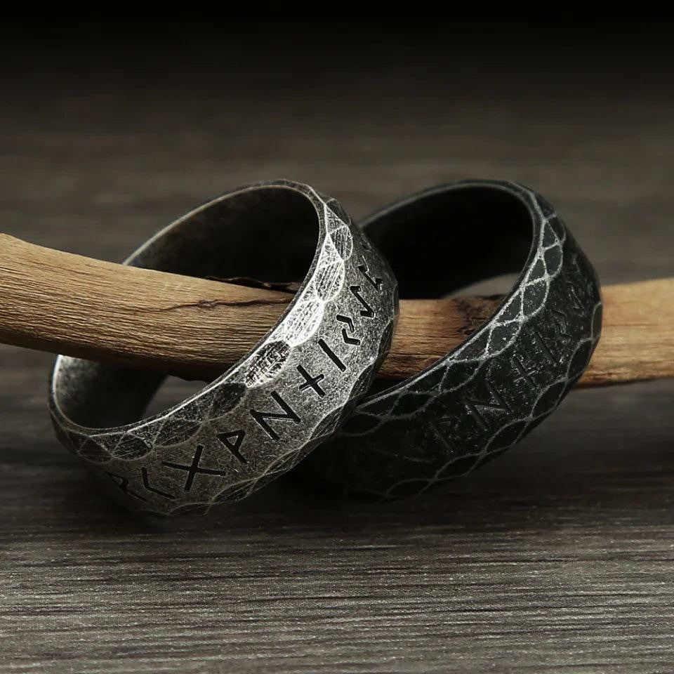 Vintage Viking Rune Ring 316L Stainless Steel – Nordic Amulet Ring Unisex