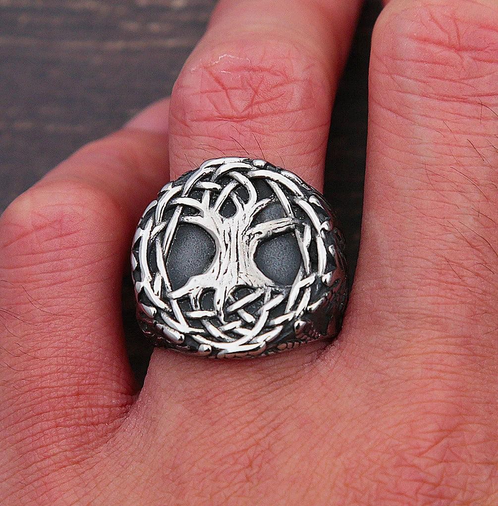 1️⃣ Viking Tree of Life Ring Nordic Celtic Knot Stainless Steel Ring Men