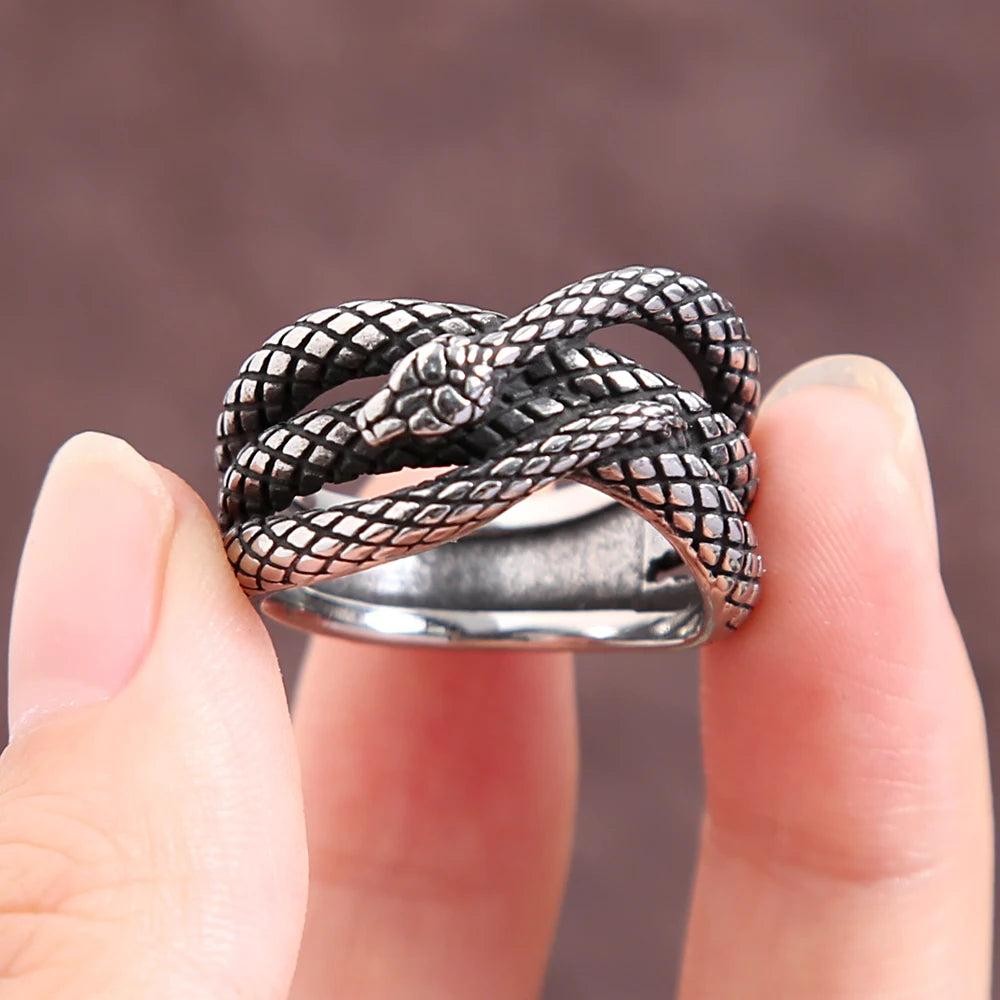 Vintage Snake Ring 316L Stainless Steel – Punk Animal Ring for Men Women