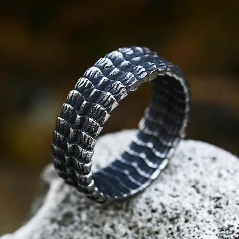 316L Stainless Steel Dragon Scale Ring | Viking Punk Hip Hop Ring for Men Women