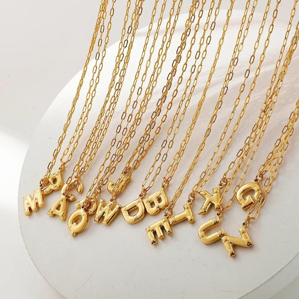 Handmade Stainless Steel Balloon Initial Necklace A-Z Letter Gothic Jewelry Gift