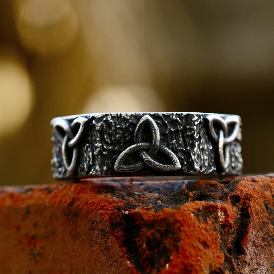 Viking Celtic Knot Ring Stainless Steel Nordic Amulet Biker Ring Men Women