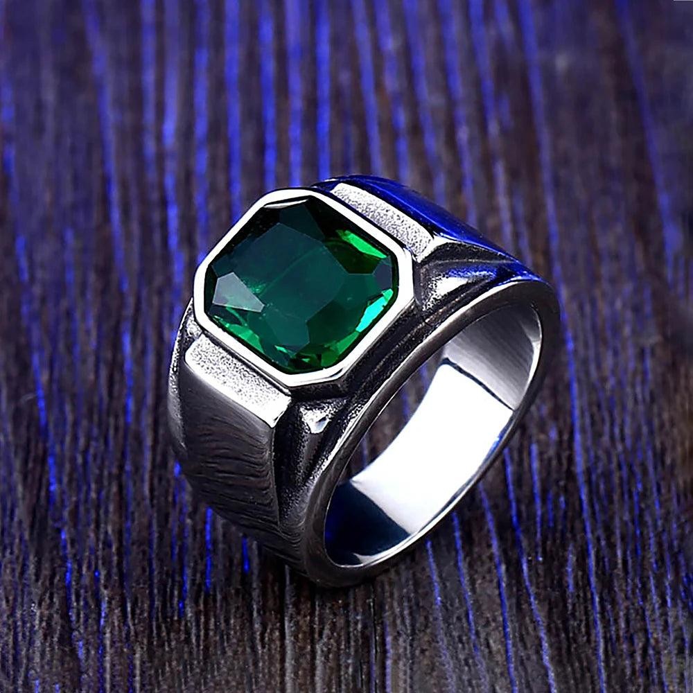 1️⃣ Celtic Knot Ring Blue Green Stone 316L Stainless Steel Nordic Ring