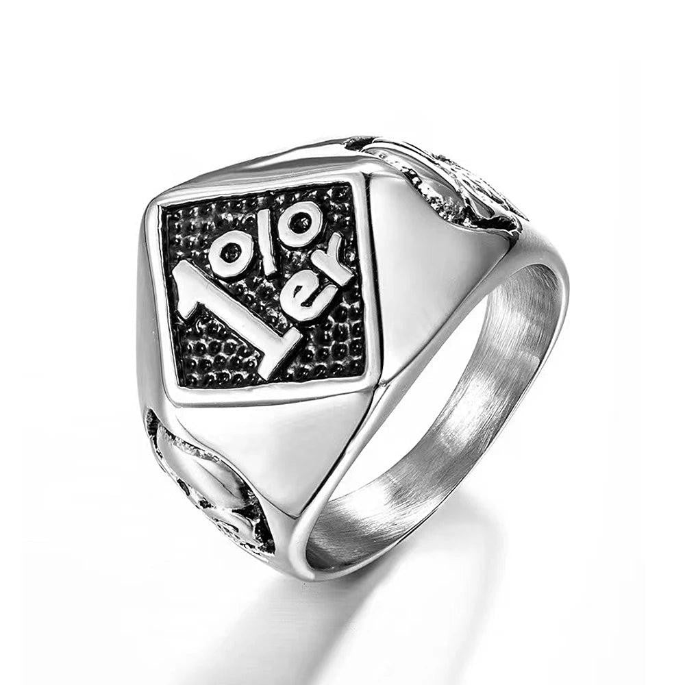 1️⃣ Lucky Number Skull Ring Stainless Steel Punk Biker Ring Men Women