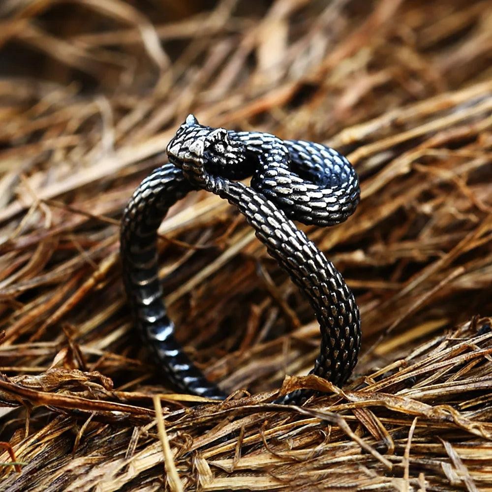 Vintage Cobra Rattlesnake Ring 316L Stainless Steel – Animal Ring Unisex