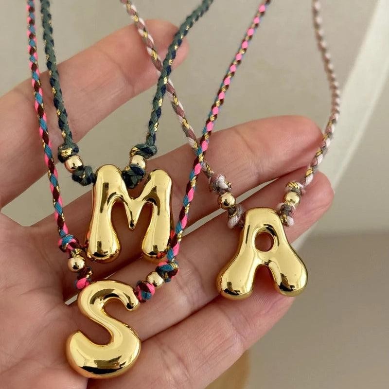 Handmade Stainless Steel Balloon Initial Necklace A-Z Letter Gothic Jewelry Gift