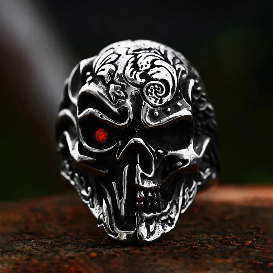 Calavera Gothic Vintage Skull Ring 316L Stainless Steel – Punk Biker Carved Ring