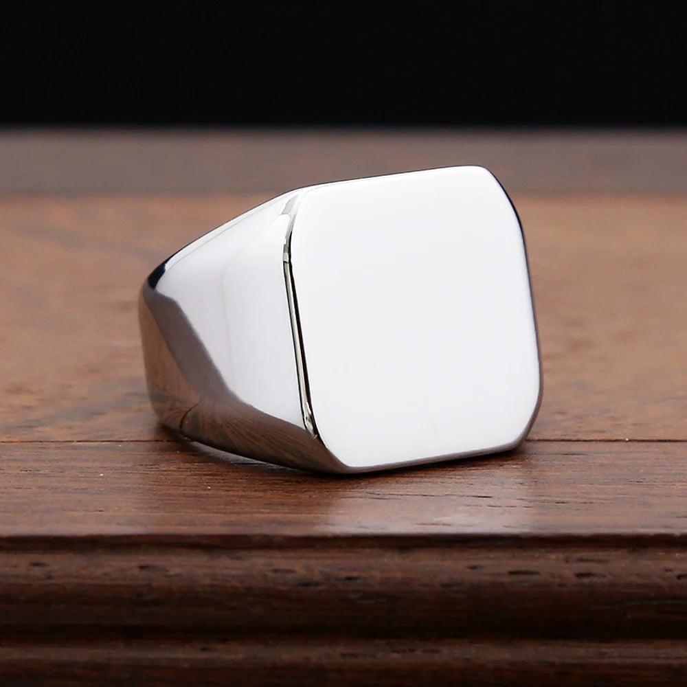 Polished 316L Stainless Steel Square Finger Rings for Men Women Wedding Party Je