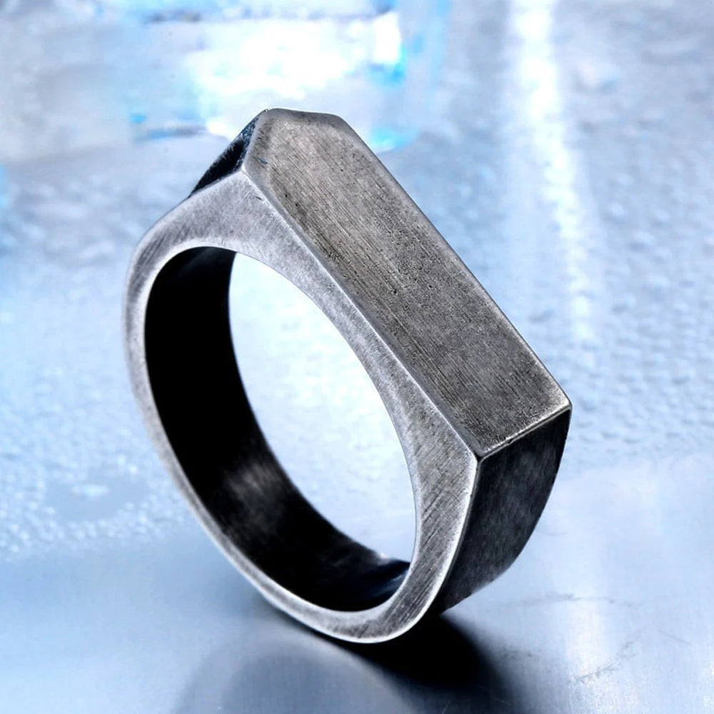 1️⃣ Simple Stainless Steel Ring Punk Hip Hop Biker Ring Men Women