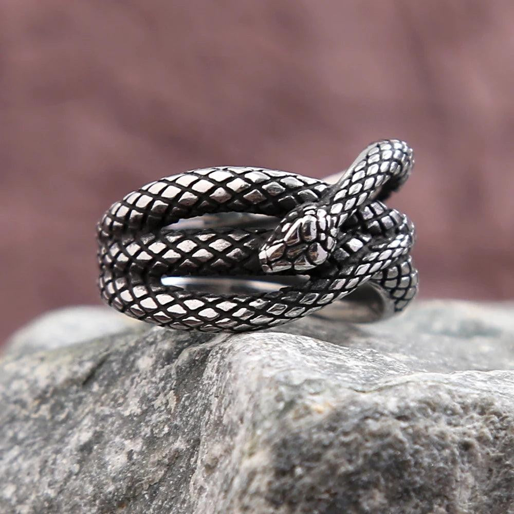 Vintage Snake Ring 316L Stainless Steel – Punk Animal Ring for Men Women