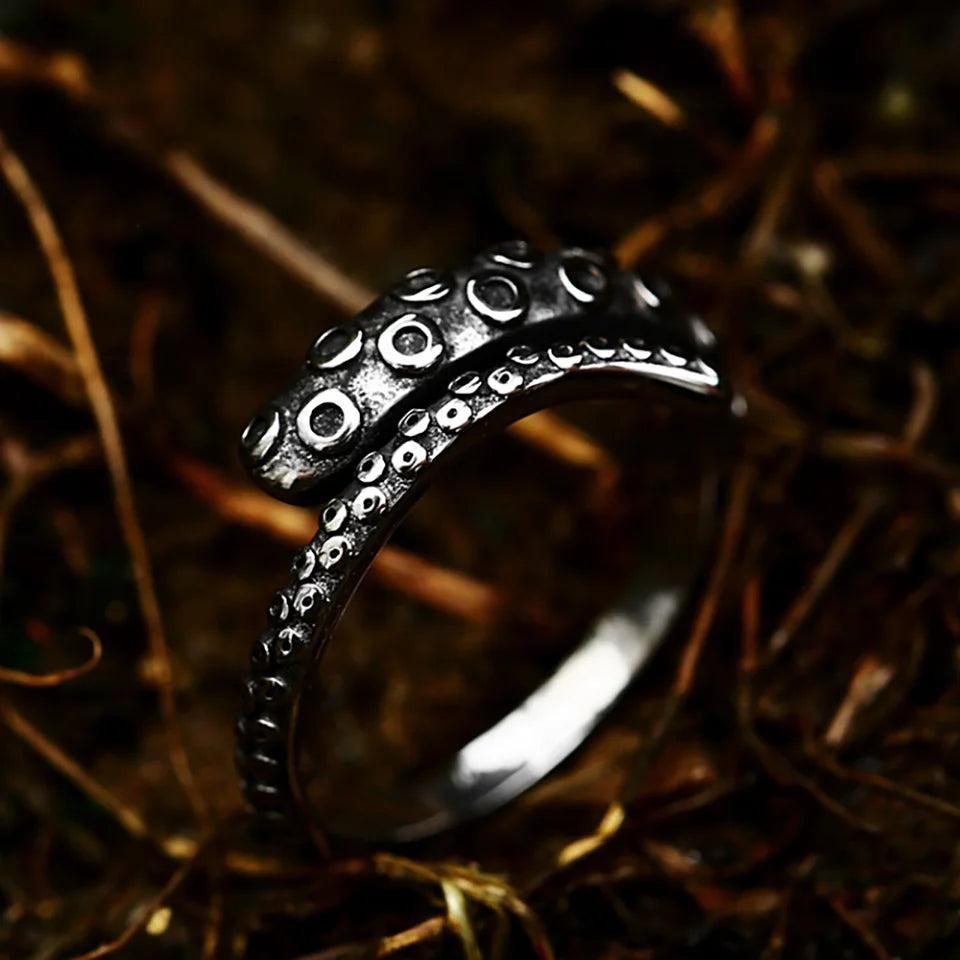 Gothic Octopus Tentacle Ring 316L Stainless Steel – Pirate Punk Biker Ring