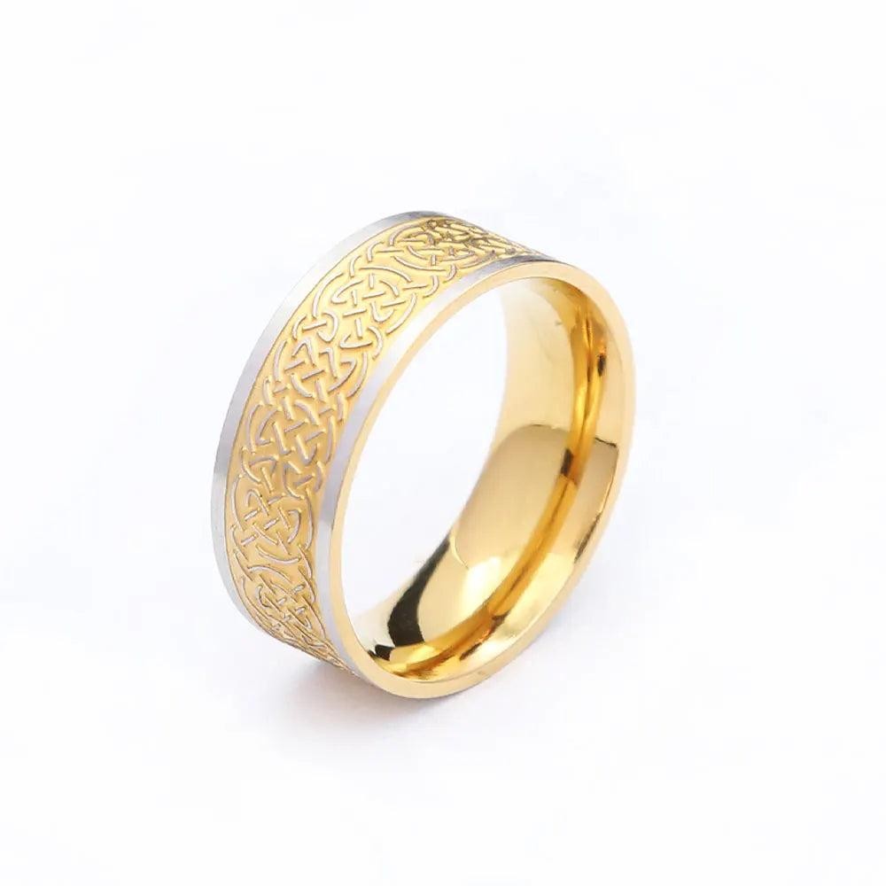 Viking Celtic Knot Rune Ring Stainless Steel Nordic Odin Amulet Ring Men Women