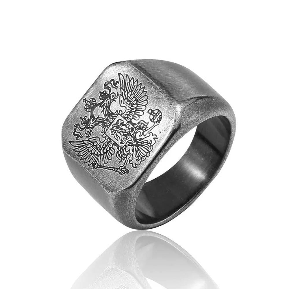1️⃣ Double Headed Eagle Ring Stainless Steel Vintage Biker Ring for Men
