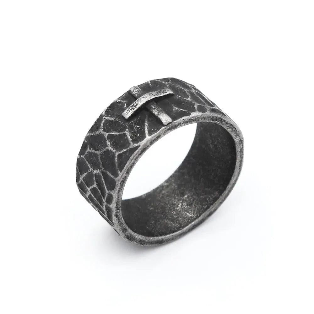 1️⃣ Stainless Steel Cross Ring Punk Biker Amulet Ring for Men Women
