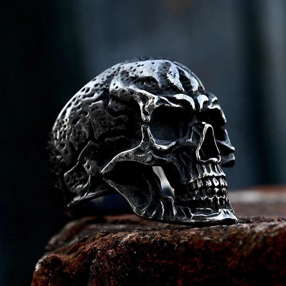 Vintage Black Skull Ring Stainless Steel – Gothic Punk Rock Skeleton Ring