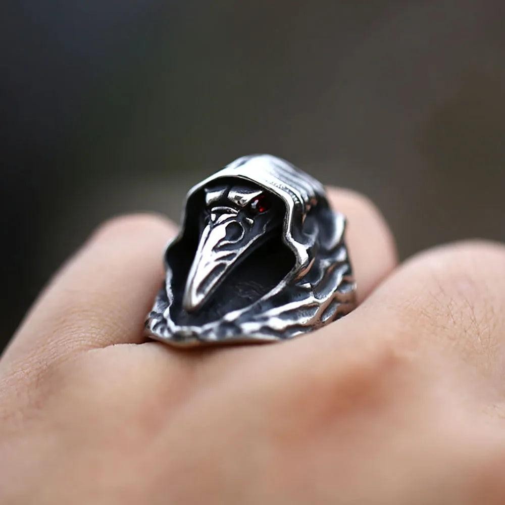 1️⃣ Grim Reaper Skull Ring Zircon Stainless Steel Gothic Biker Ring Men