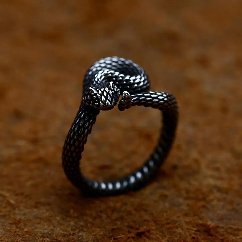 Vintage Cobra Rattlesnake Ring 316L Stainless Steel – Animal Ring Unisex