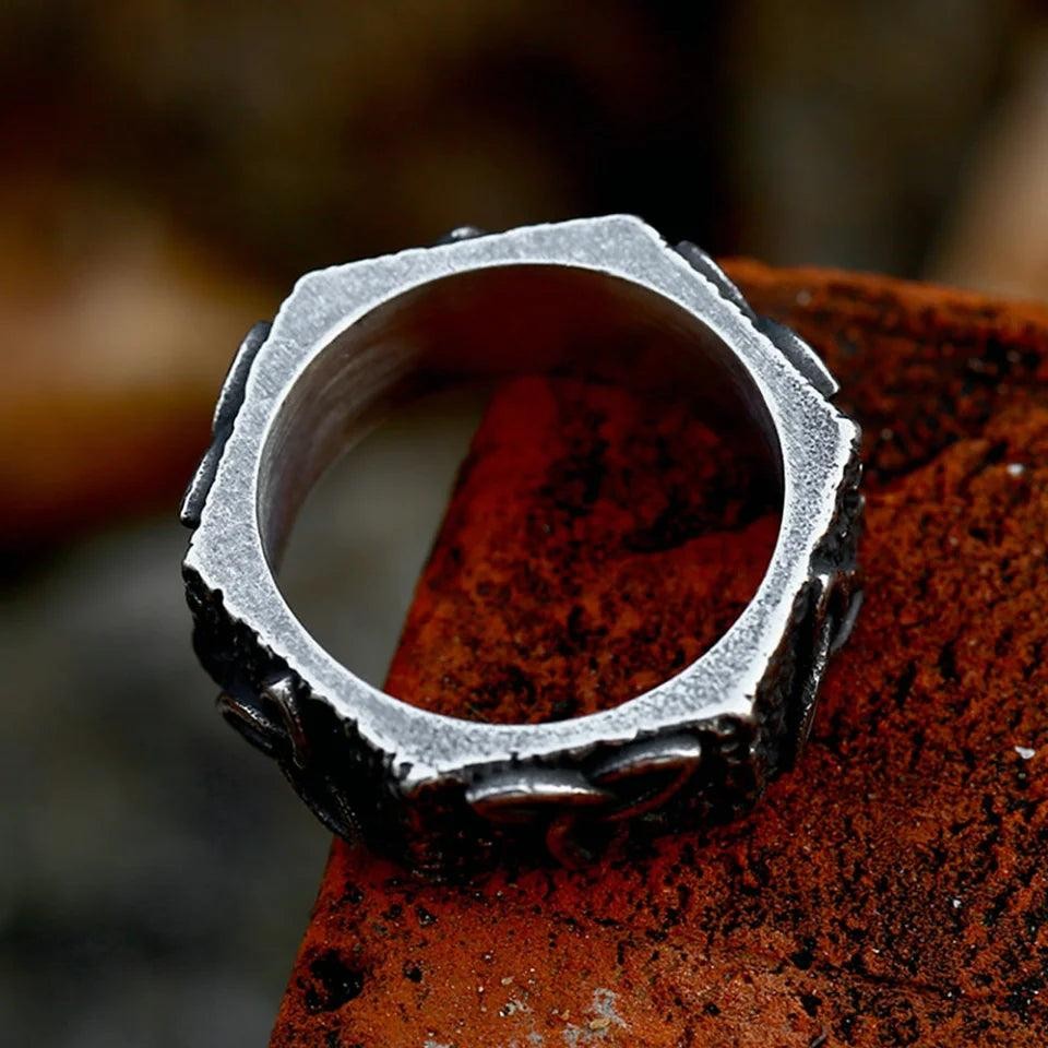 Viking Celtic Knot Ring Stainless Steel Nordic Amulet Biker Ring Men Women