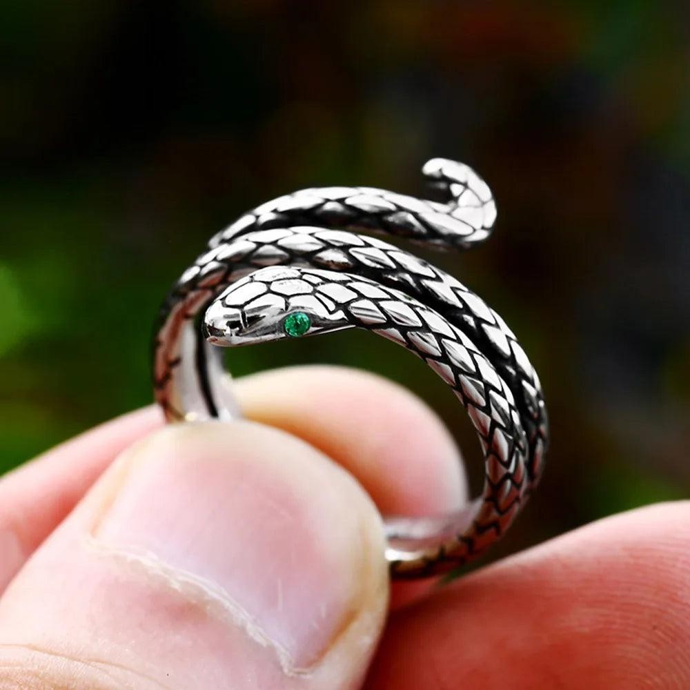 1️⃣ Snake Ring 316L Stainless Steel Punk Biker Animal Ring for Men Women