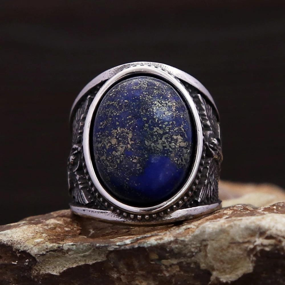 St Michael Ring 316L Stainless Steel – Lapis Lazuli Religious Amulet Ring for Me