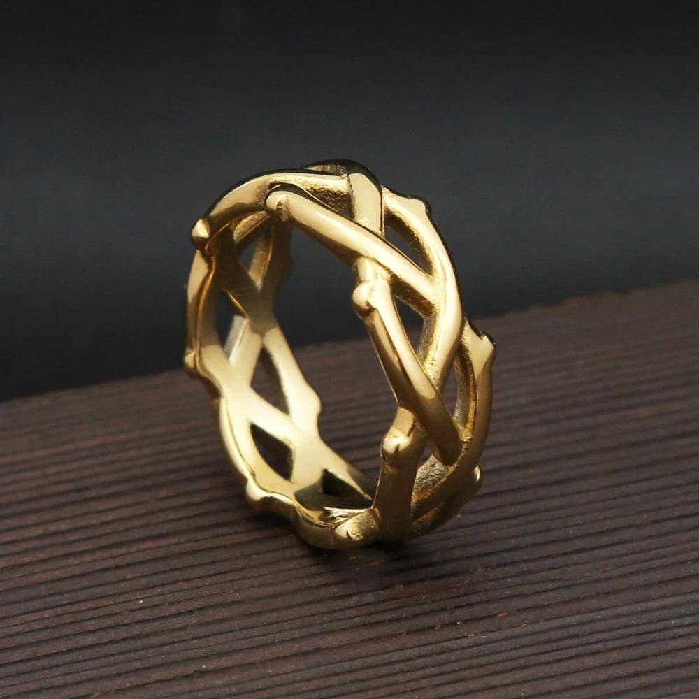 Stainless Steel Thorn Vine Ring Punk Vintage Band Ring Men Women