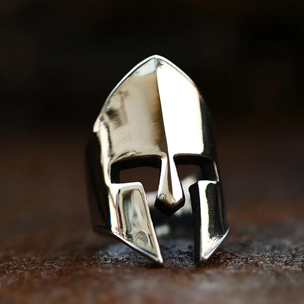 2️⃣ Ancient Spartan Warrior Ring Stainless Steel Punk Biker Amulet Ring for Men