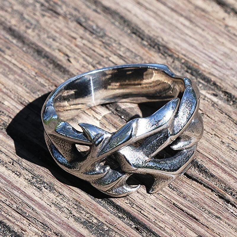 1️⃣ Crown of Thorns Ring Stainless Steel Gothic Biker Ring Men Women