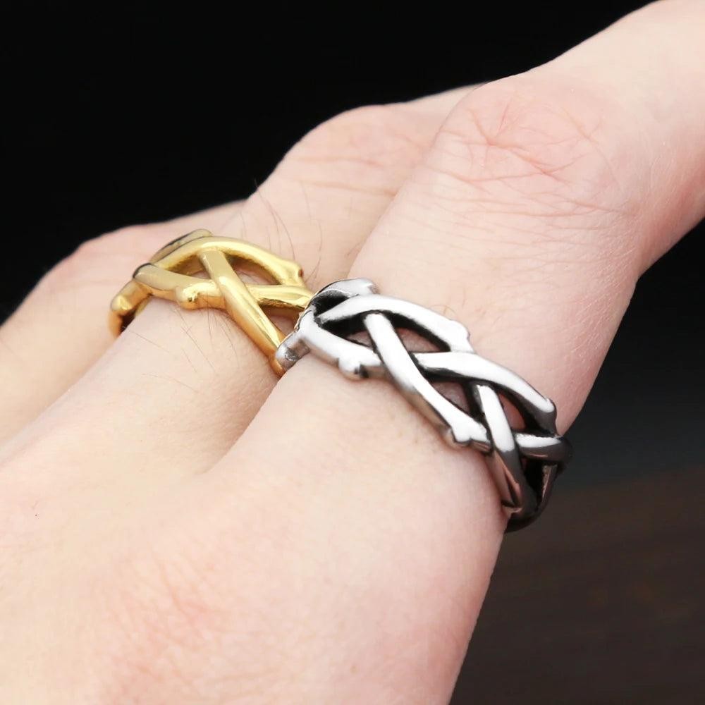 Stainless Steel Thorn Vine Ring Punk Vintage Band Ring Men Women
