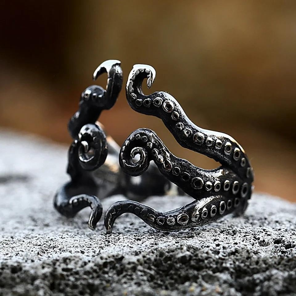 316L Stainless Steel Pirate Octopus Ring Punk Rock Animal Ring Men Women