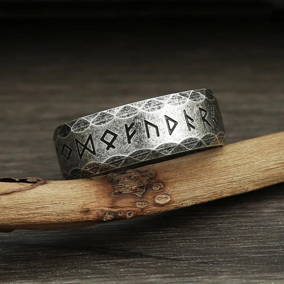 Vintage Viking Rune Ring 316L Stainless Steel – Nordic Amulet Ring Unisex